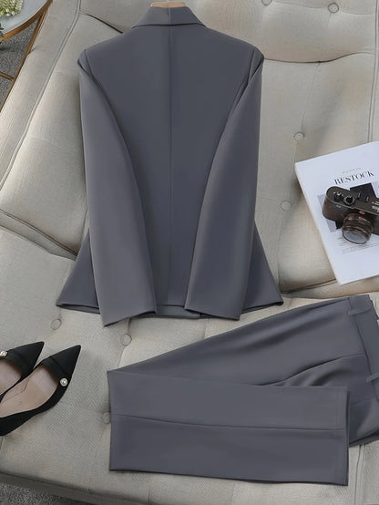 Solid color commuting simple office suit jacket pants suit