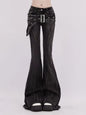 Retro Printed Bell Bottoms Street Mounted Navel Slim Jeans