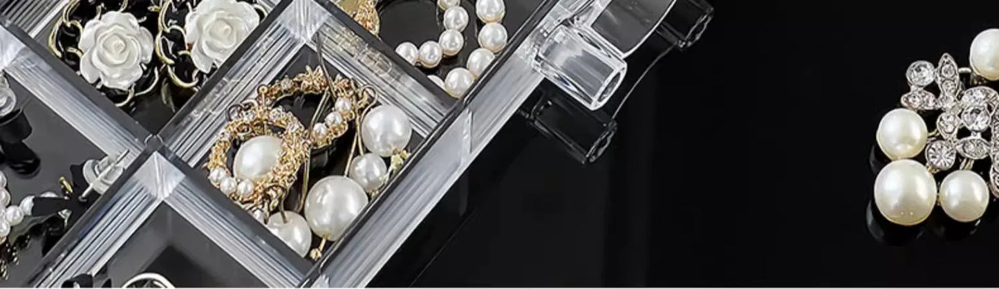 Large Capacity Multi-Layer Desktop Drawer Style Jewelry Box Earring Ring