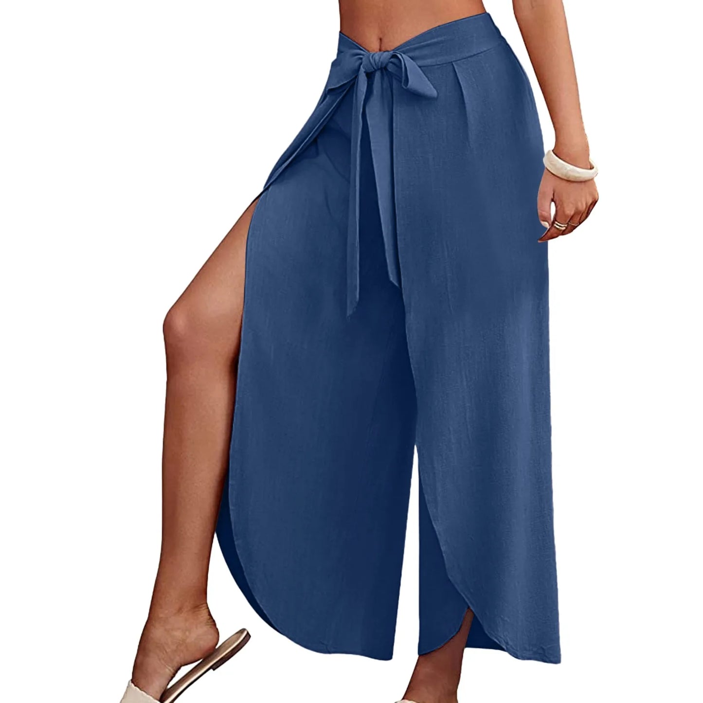 Womens Linen Wide Leg Flowy Bootcut Pants