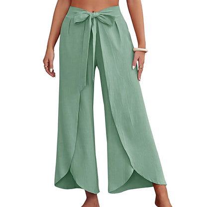 Womens Linen Wide Leg Flowy Bootcut Pants