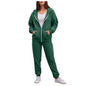 Women Long Sleeve Solid Color Hooded Sweatshirt and Pant