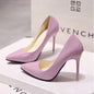 Nude Pumps Patent Leather Sexy Pointed Toe Thin Heel
