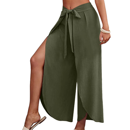 Womens Linen Wide Leg Flowy Bootcut Pants
