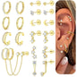 10 Pairs Hypoallergenic 20G Surgical Steel Flat Back Stud Earrings