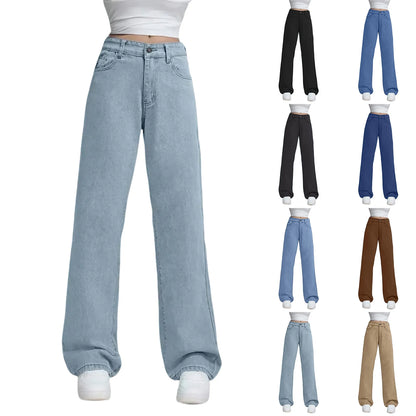 Ladies' High Waisted Straight Leg Pants Loose Casual