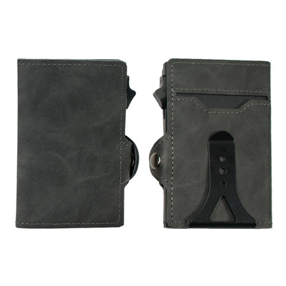 CASEKEY Top Quality Leather Cash Clip Wallet RFID NFC Protection Pop Up Metal Card Holder Case