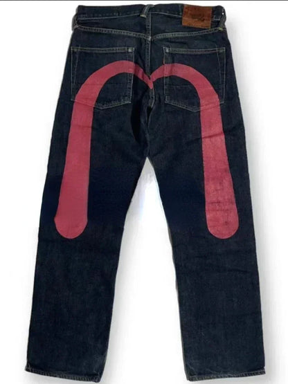 Printed Straight Denim Trousers