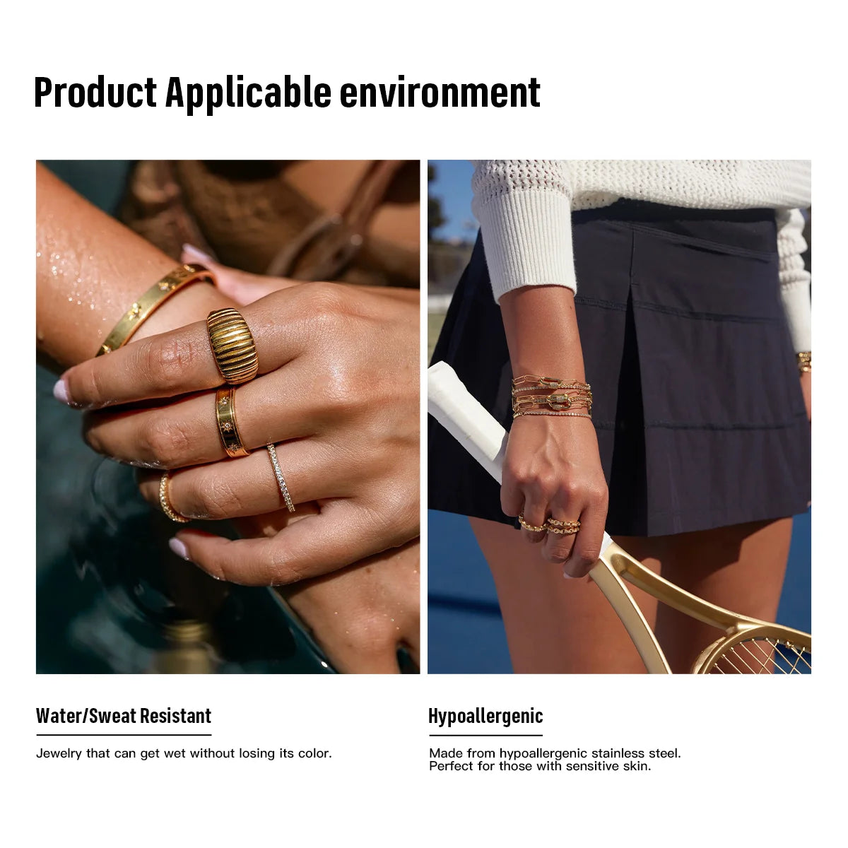 world Classic Trendy 18K Gold Color Plated Elliptical White Zircon Bracelets Waterproof Stainless-Steel Jewelry