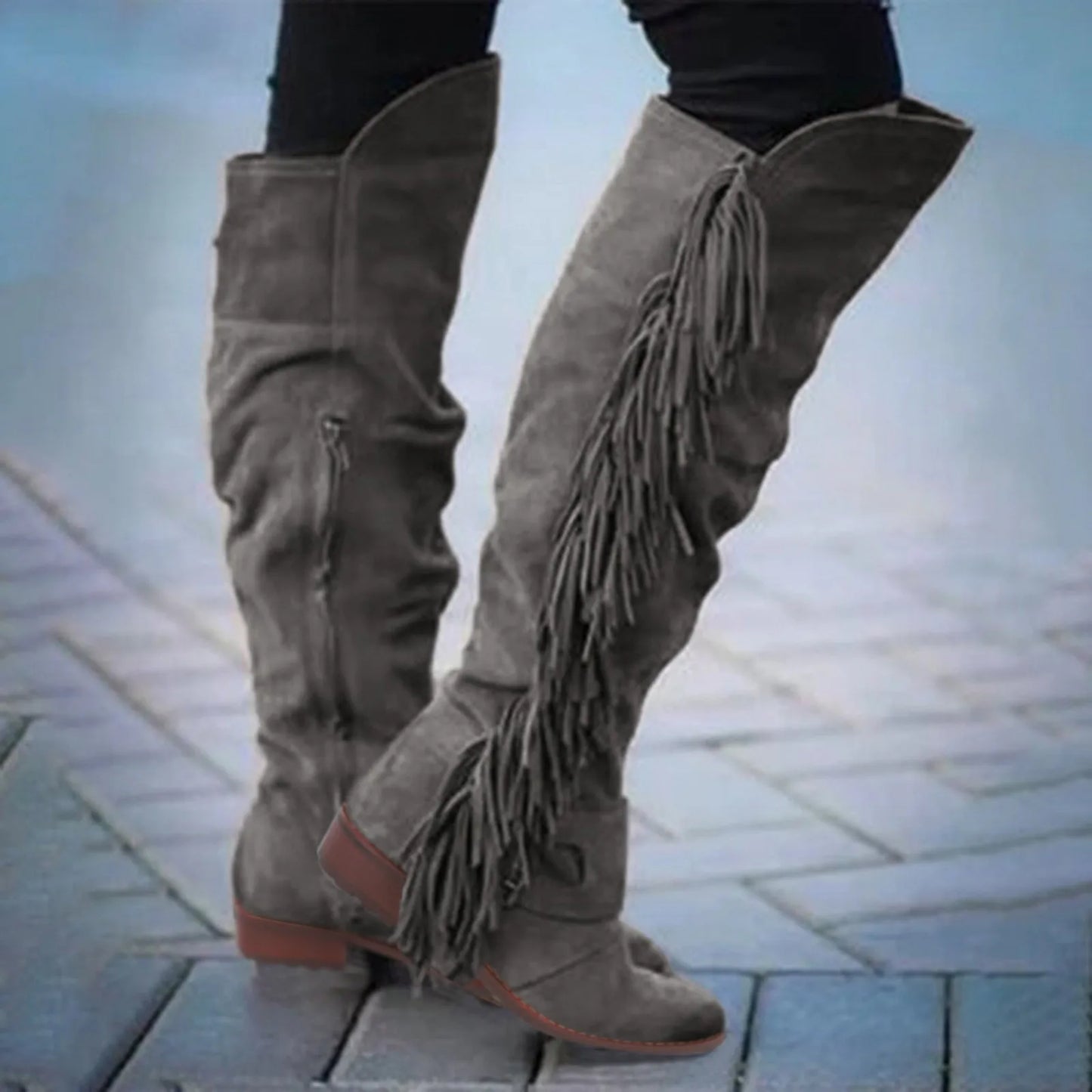 Women's Fringe Vintage Knee high Boot with Tassel