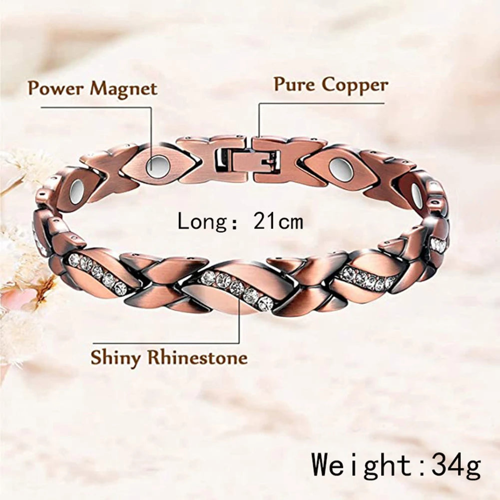 Leaves Magnetic Bracelet with 3500 Gauss Magnetic Therapy Bracelet Pure Copper for Women Men Jewelry Gift