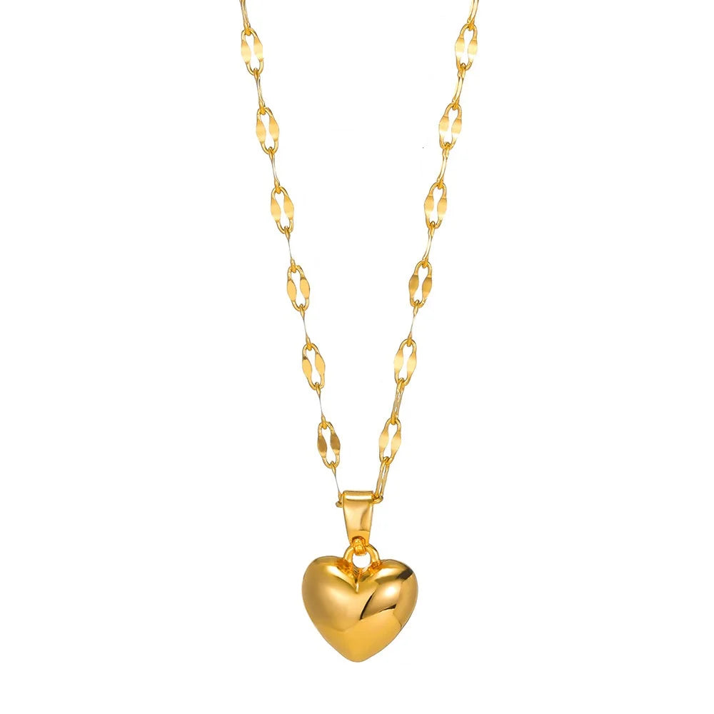 Stainless Steel Metal Heart Necklace
