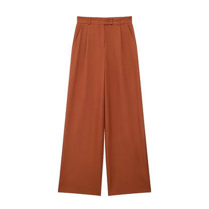 Willshela Women Fashion Solid Front Zipper Straight Pants High Waist Full Length
