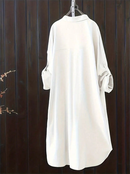 Casual Loose fitting Linen Long Shirts Women Plus Size Tops