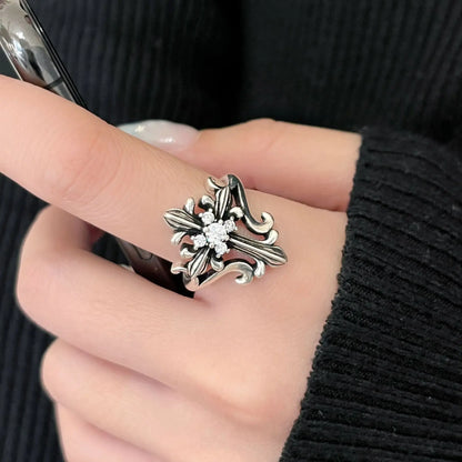 Original Vintage Distressed Cross Four-Pointed Star Ring
