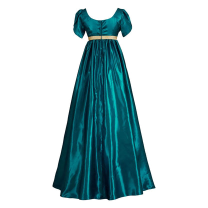 Medieval Vintage Satin Dress Short Sleeve High Waist Renaissance Dress