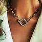 1 Pc Gold Oval Buckle Necklace, Unique And Exquisite In Style,