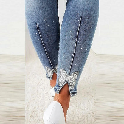 Female Clothing Slimming High Waisted Distressed Jeans