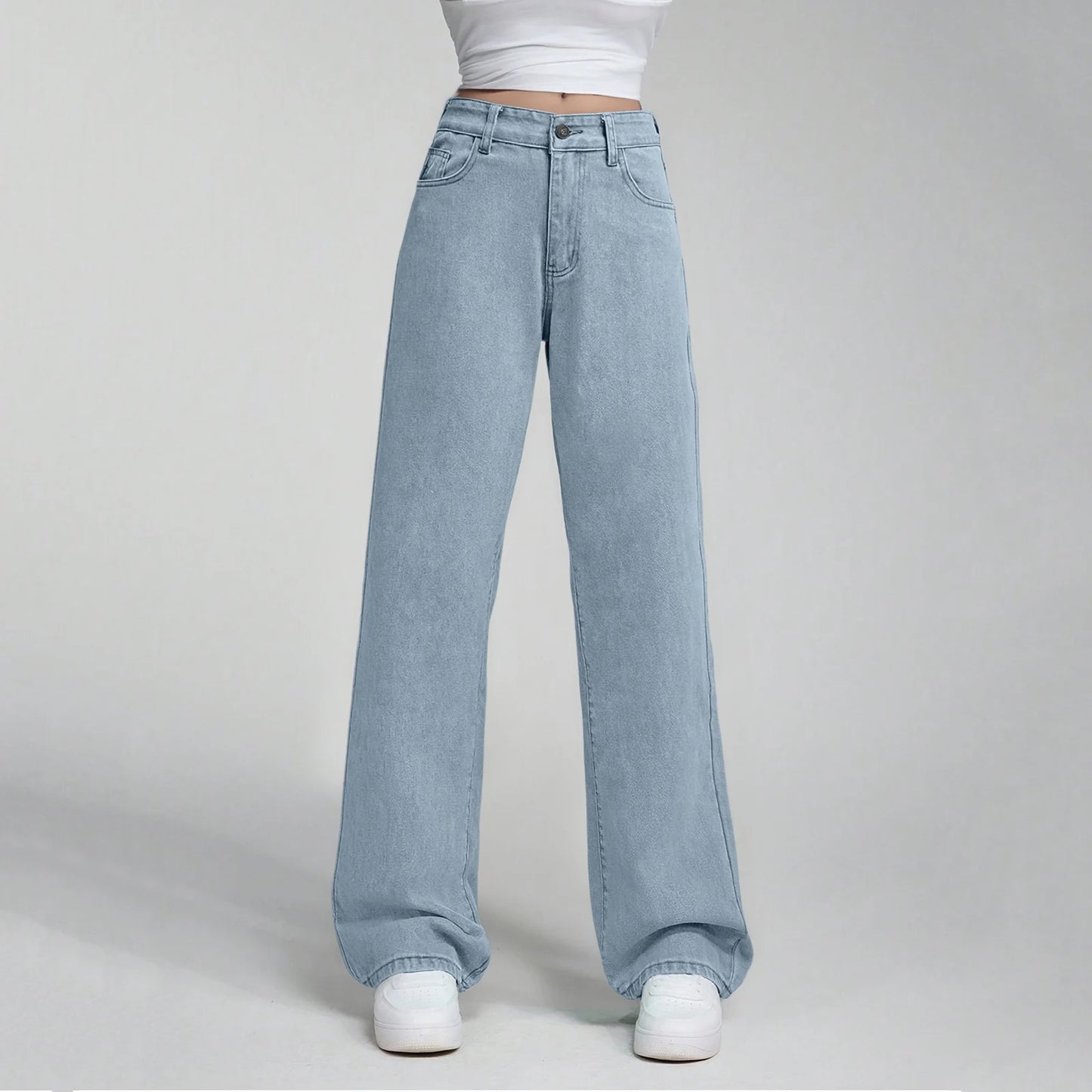 Ladies' High Waisted Straight Leg Pants Loose Casual