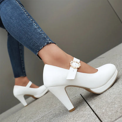 Classic White Mary Jane Pumps