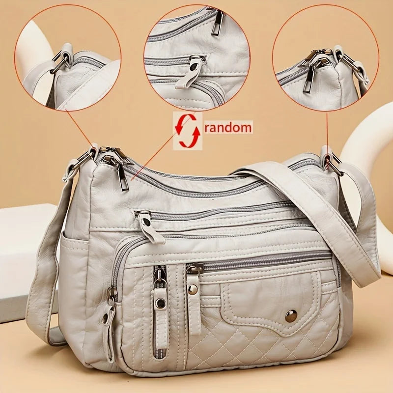 Large Capacity Nylon Shoulder Bag Adjustable Strap Anti-theft Zipper