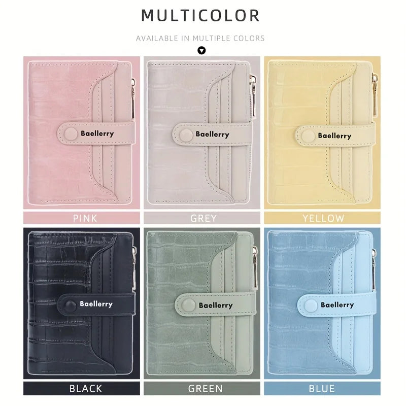 Baellerry Brand Wallet New Women's Short Wallet Buckle Sanded Leather Coin Purse