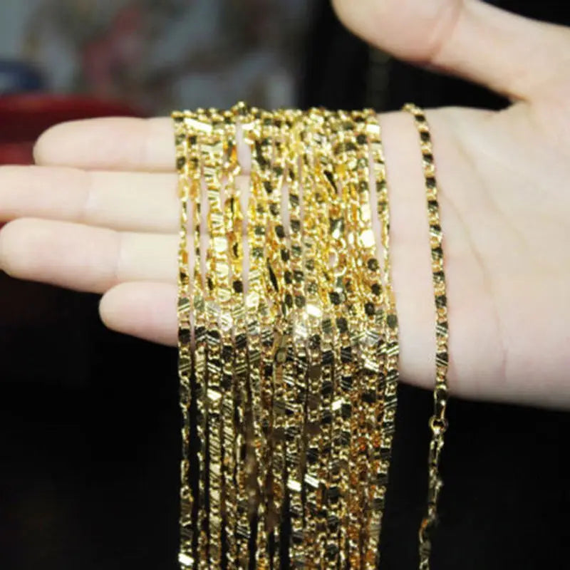 Exquisite Fashion 18K Gold Filled Necklace For Women Men Size 16-30 Inch