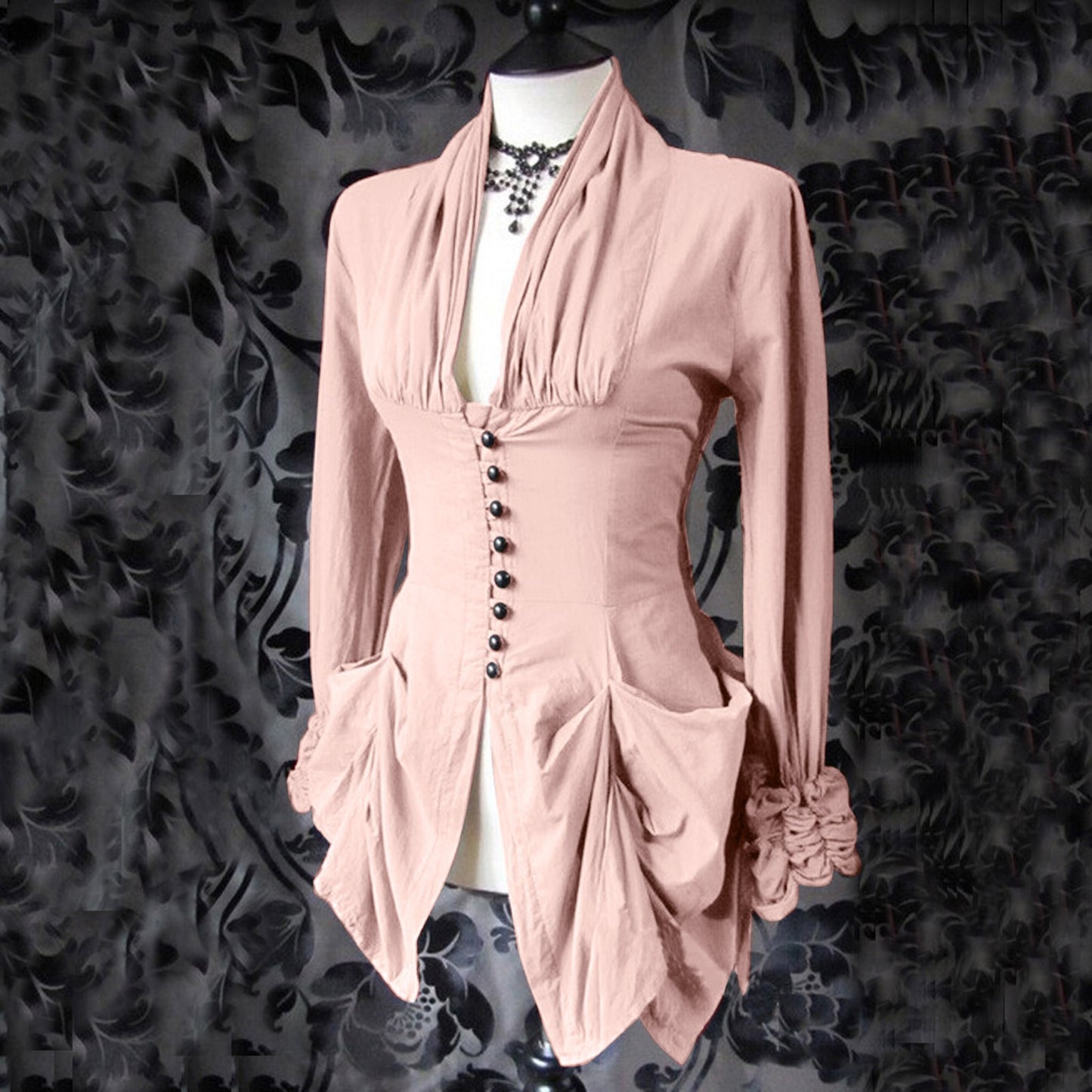 Gothic Shirt Medieval Stand Collar Ruffles Shirts