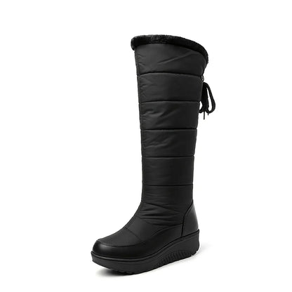 Women's Fuzzy Faux Fur Winter Snow Boots Fashion Platform Wedges Heel Pull on Waterproof