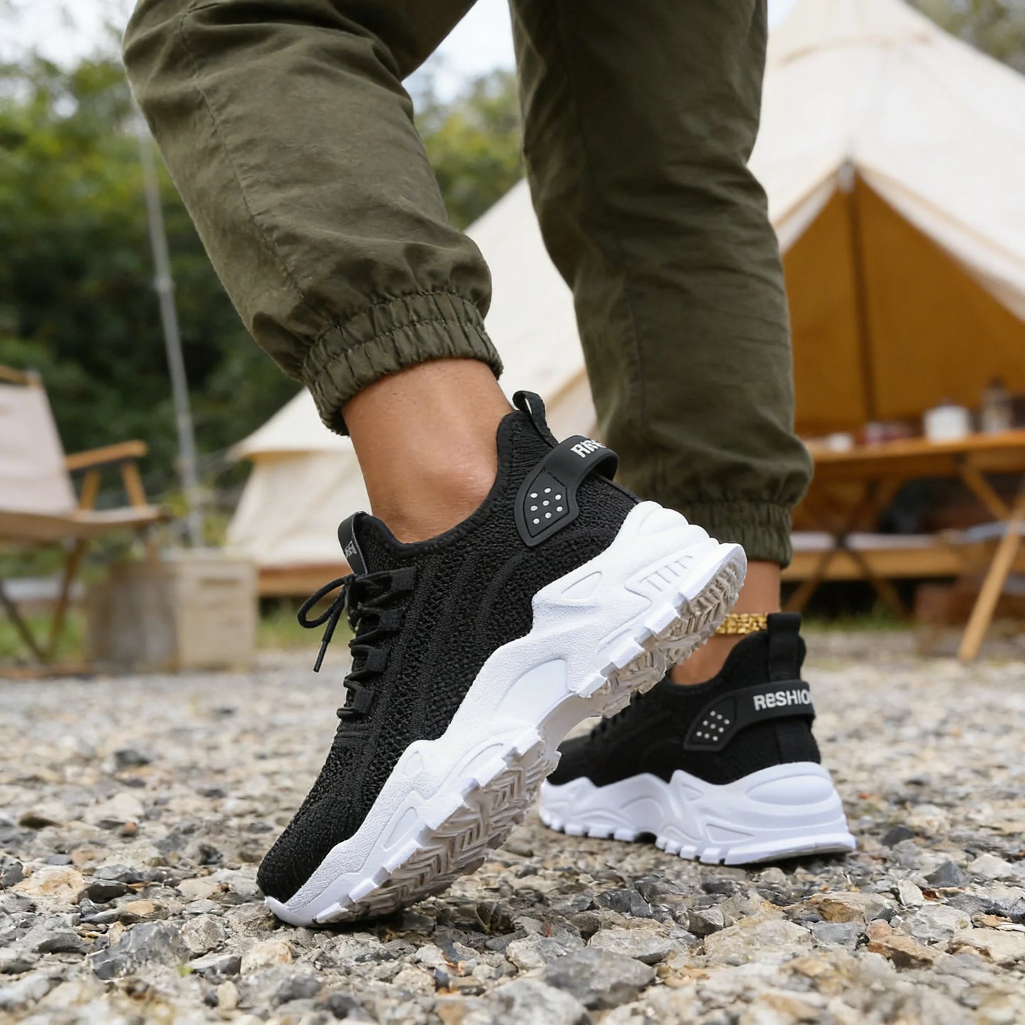 Fashion Knitted Sneakers for Women Mesh Breathable Lace-up Casual Sports Shoes