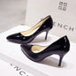 Nude Pumps Patent Leather Sexy Pointed Toe Thin Heel