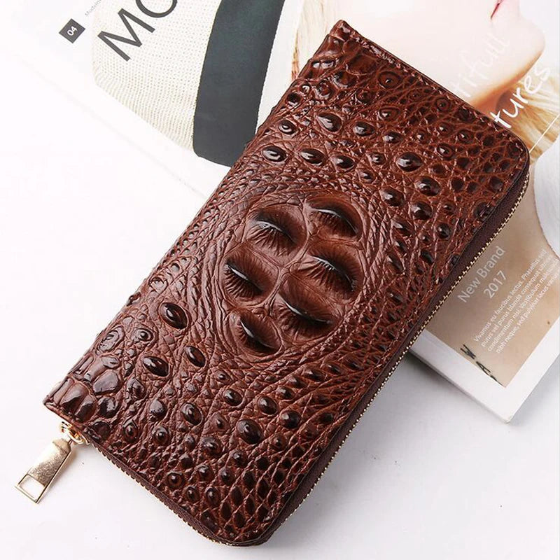 Fashion Women Crocodile Leather Wallet Large Capacity Credit Cards Holder Organizer Phone Clutch