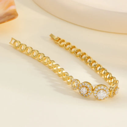S925 Silver Moissanite Bracelet Full Pave Circular Design Fine Jewelry