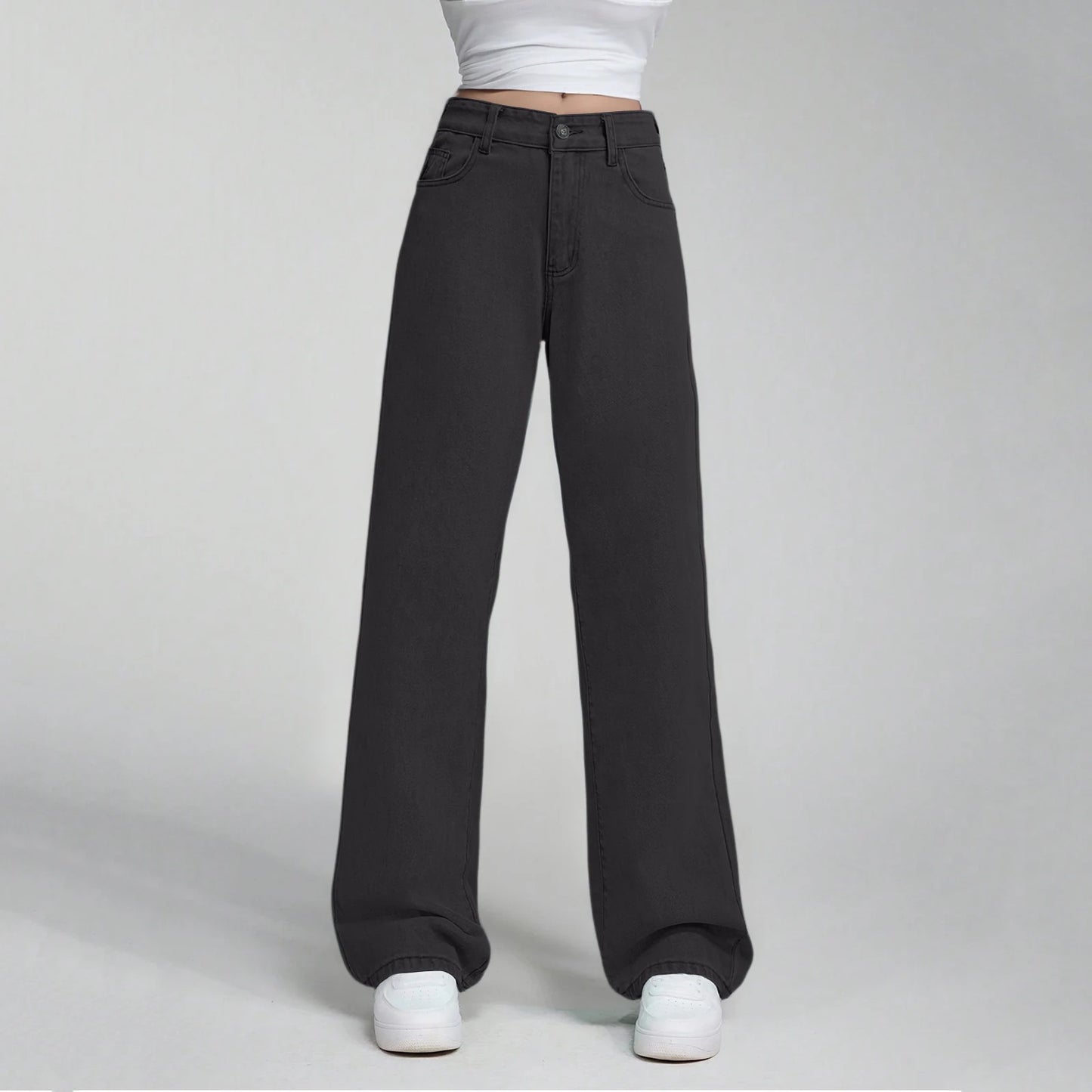 Ladies' High Waisted Straight Leg Pants Loose Casual