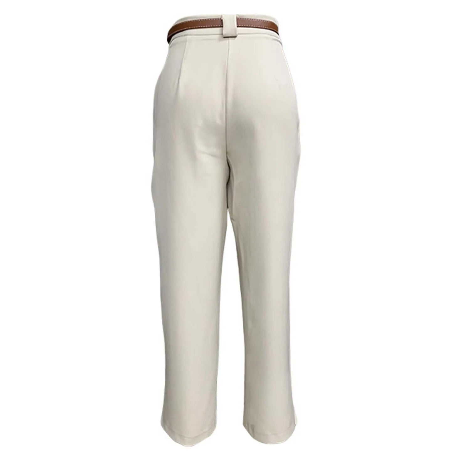 Elegant Women's Solid Color High Waist Ankle Length Straight Leg Dress Pants