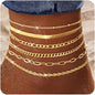 6PCS Ankle Bracelets for Women 14K Gold-plated  Anklets Stainless Steel