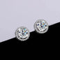 Silver Plated 925 Moissanite Stud Earrings 1 Carat Four-Prong Round Bezel Zircon