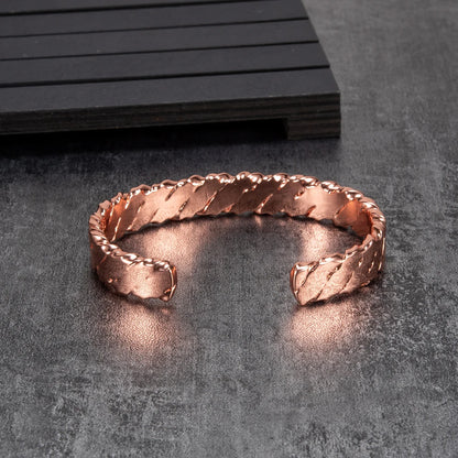Pure Copper Magnetic Bracelet Arthritis Twisted Adjustable Cuff 12mm Magnetic Bangles