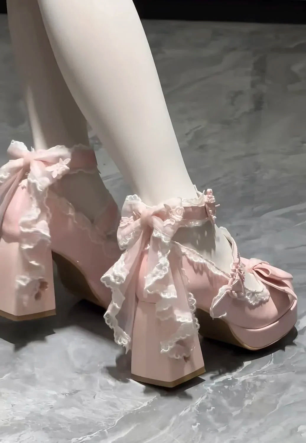 Lovely Girls Lolita Butterfly Knot High Heels Platform