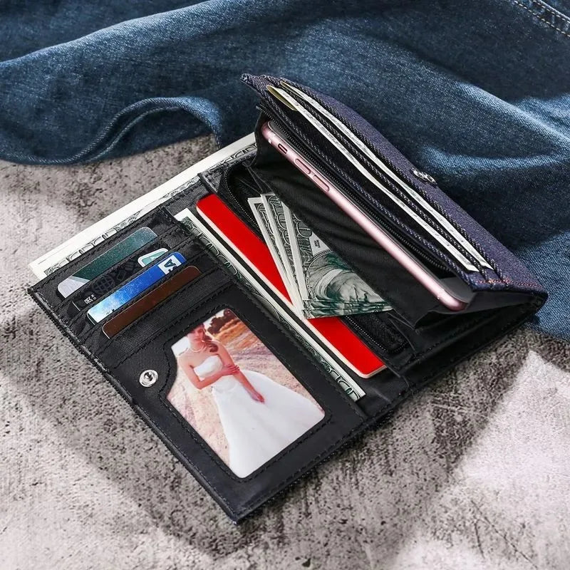 Wallet Coin Bag Long Style Purse Denim