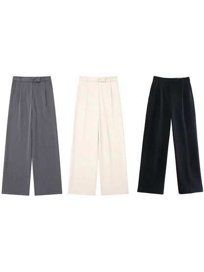Willshela Women Fashion Solid Front Zipper Straight Pants High Waist Full Length