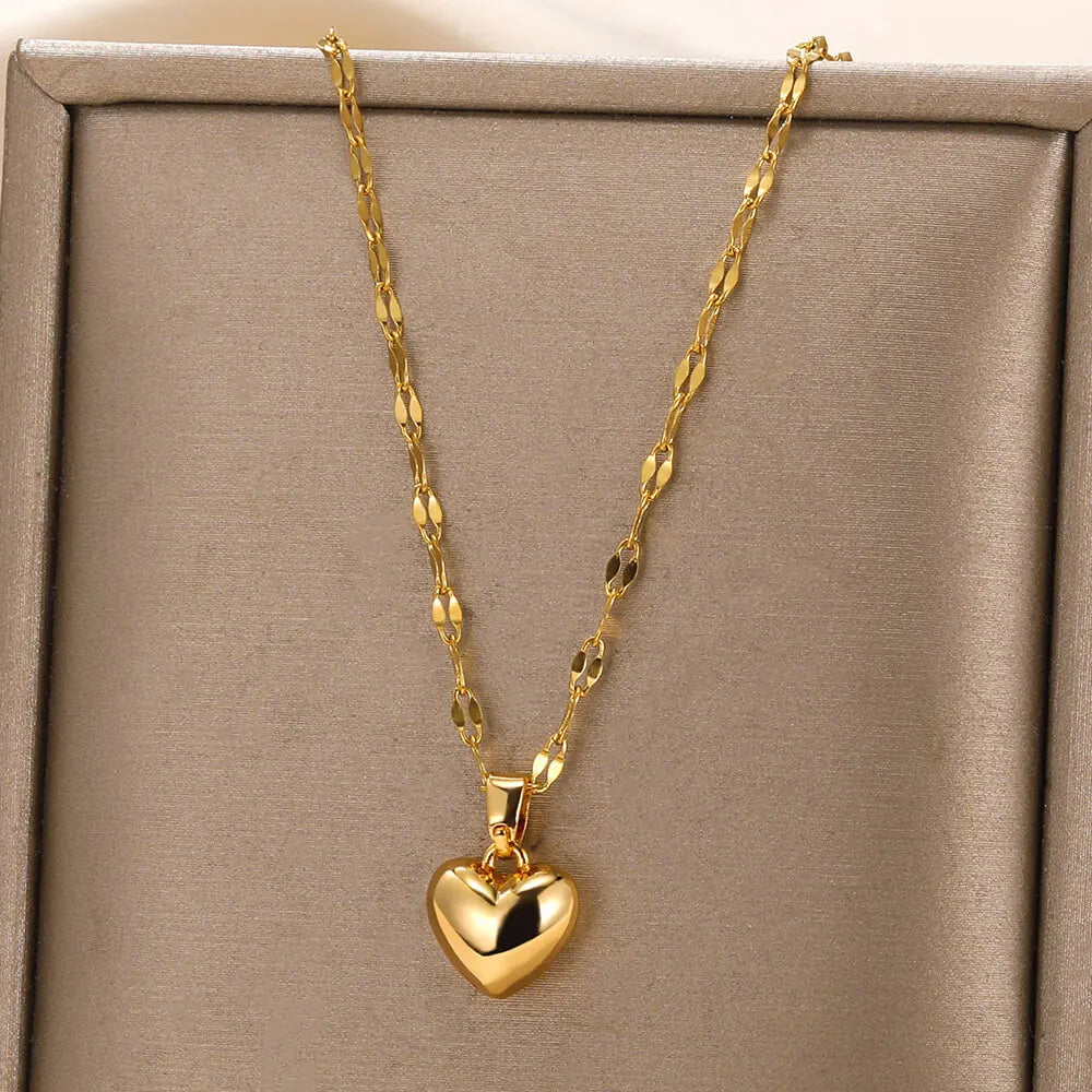 Stainless Steel Metal Heart Necklace