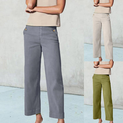 Summer Autumn Cotton Women's Pants Drawstring Elastic Waist Casual