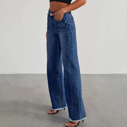 Retro High Waist Straight Leg Jeans