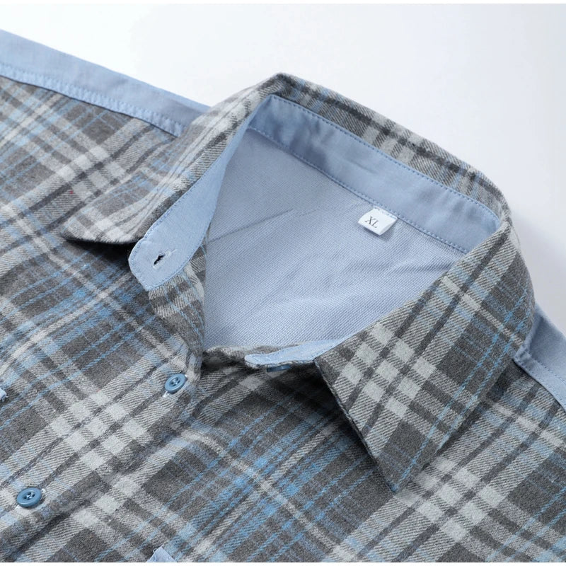 Lapel Color Blocked Shirt Waist Cinching Irregular Hem Short Skirt Set Woman Loose Long Plaid Shirt Patchwork Women Denim Suits