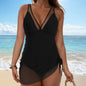 Women 1 Piece Swim Dress Waist Shaping Swimsuits Slimming Mesh Sheer Wraps