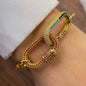 1 PC gold colorful diamond oval buckle bracelet, paired with gold Heart shaped pendant bracelet