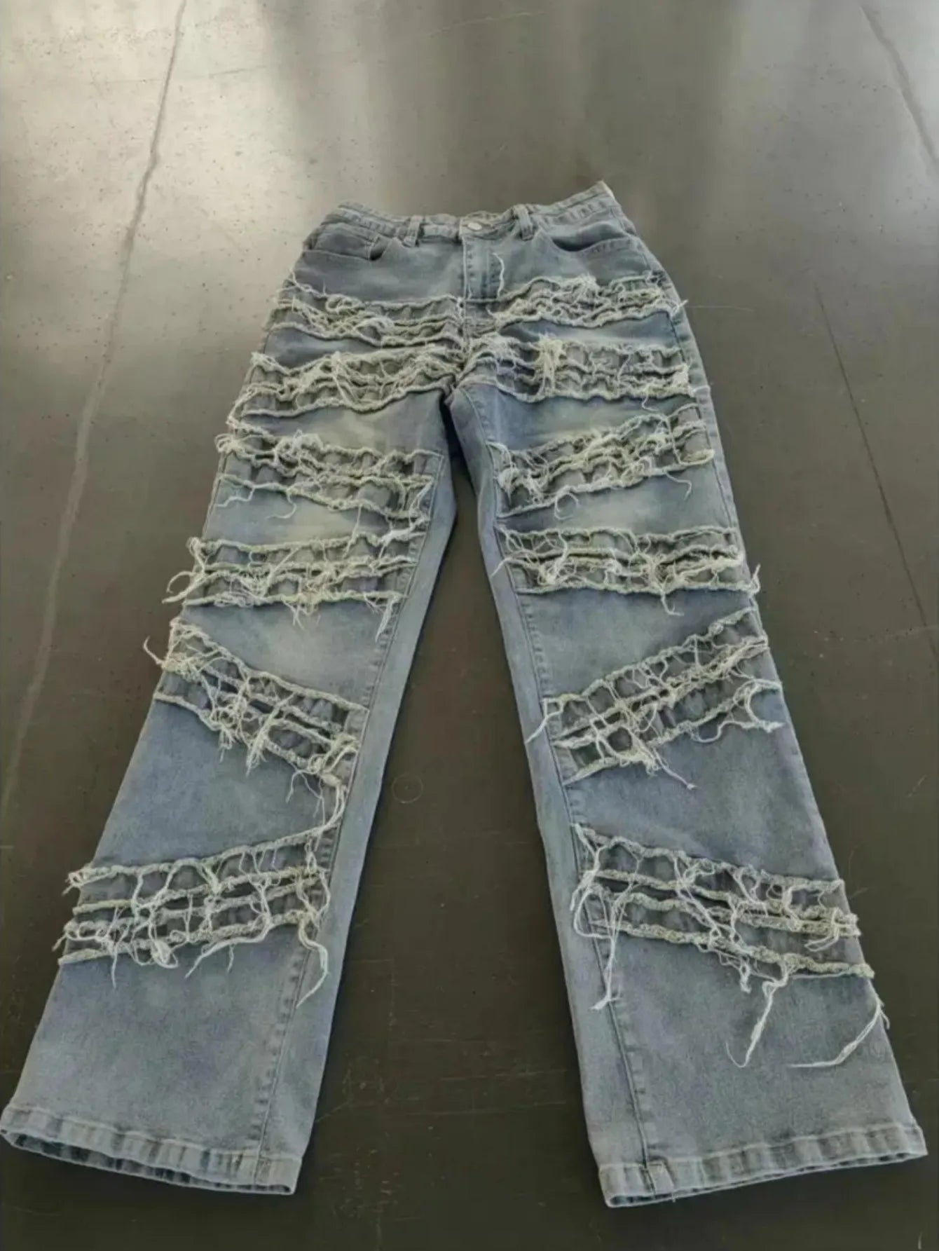 Fringed Distressed Flare Jeans - High Stretch Unique Tassel Design