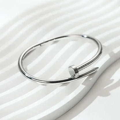 Stainless Streel Gold Silver Solid Metalic Bangle Cuff