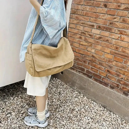 Messenger Bag, Vintage Canvas Teenager Shoulder Tote